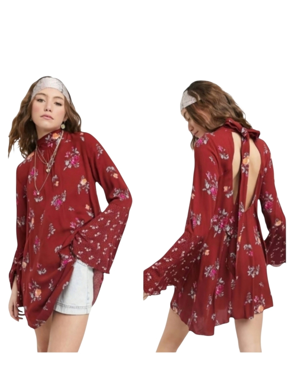 Free People Tate Tunic Vintage Combo Bohemian Mini Dress Fairycore Sz S